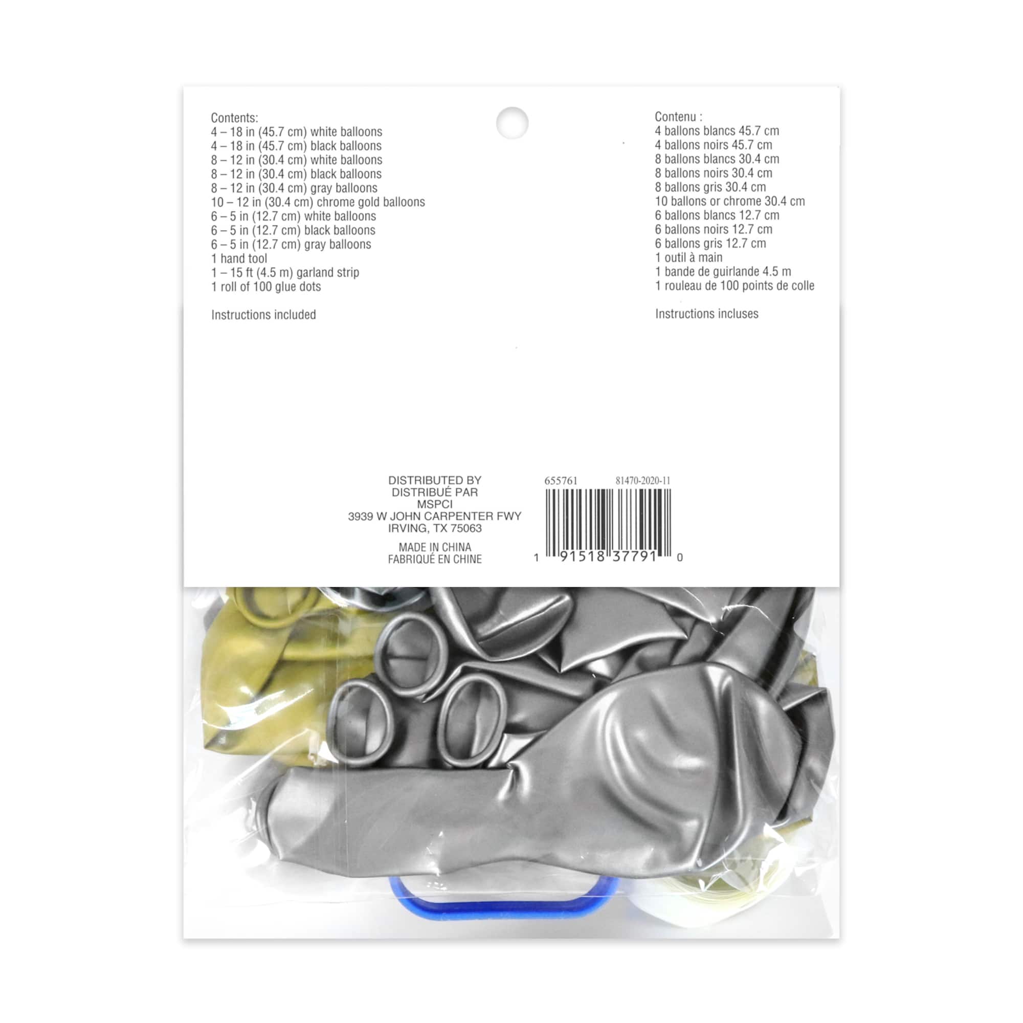 6 Pack: 10ft. Black, White, Gray & Gold Balloon Garland by Celebrate It™